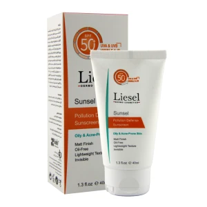 کرم ضد آفتاب SPF50 بی رنگ پوست چرب و آکنه‌ای لایسل